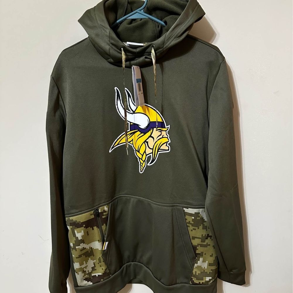 Nwt Nike Therma-Fit Minnesota Vikings Camo Salute Troops Edition Hoodie Men Sz M